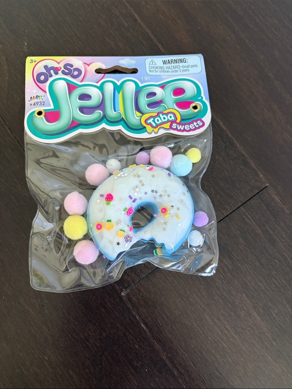 Oh So Jellies Taba Sweets Pastel Blue Donut Squishy with Pom-Pom Accents
